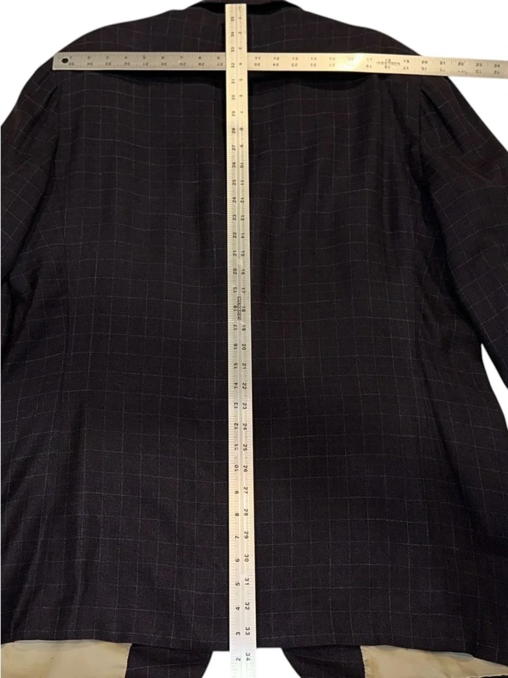 Vintage 80s Paul Stuart Blazer Men’s Silk Wool Blend Navy Check Sport Coat 50LT